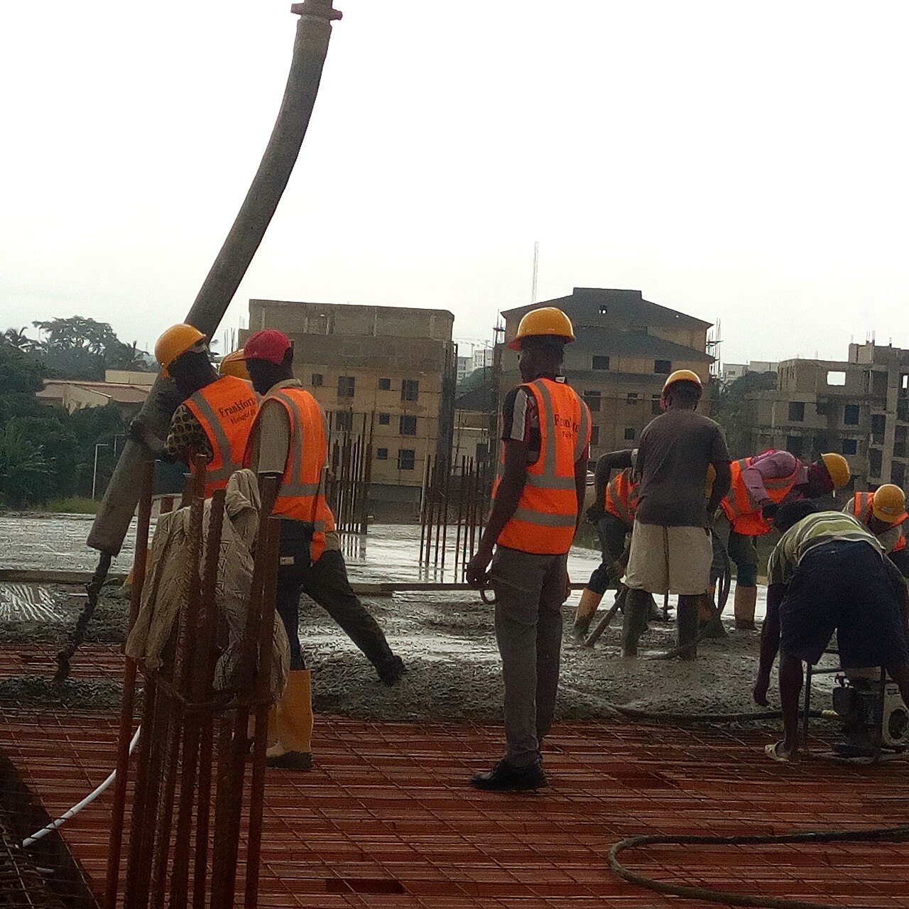 We BRRC construction team pouring concrete on site